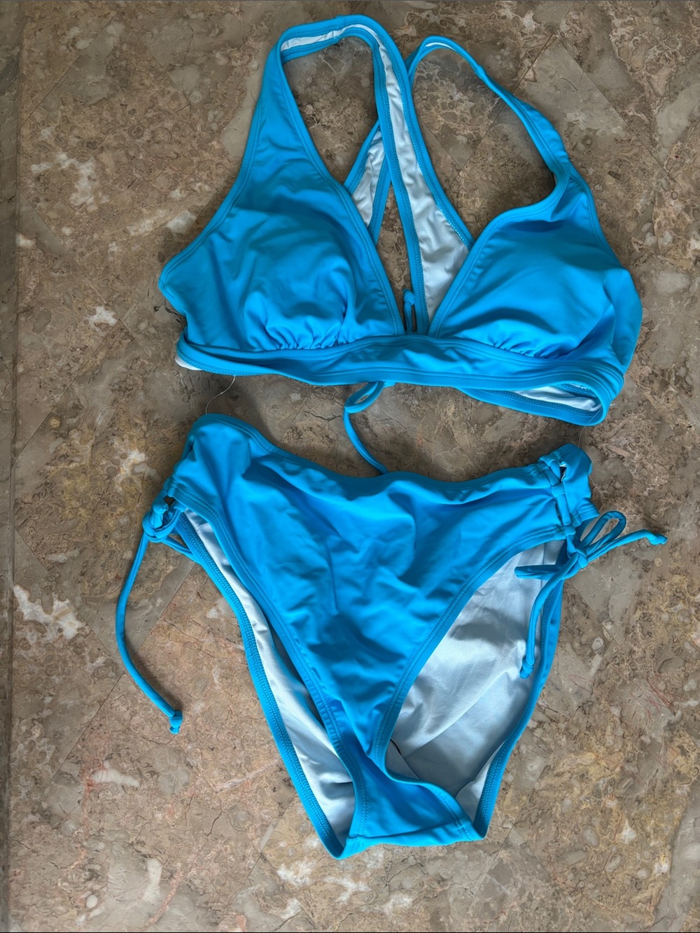 Cupshe Bright Turquoise Blue Triangle Bikini Set